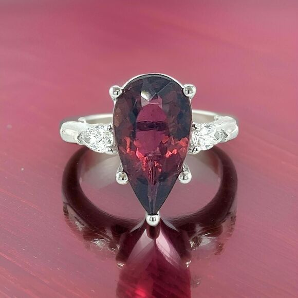 Natural Tourmaline Diamond Ring Size 7 14k WGold 4.8 TCW Certified $5,975 219121 - Picture 3 of 16